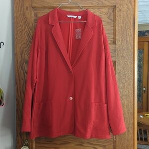 Isaac Mizarahi Red Button Down Blazer Sweater Jacket Size Women's 3X